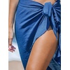 CUPSHE Women Sarong Coverups Chiffon Ruffle Self Tie Sarong Wraps Skirt Beach Sarongs for Swimwear(Blue)