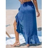 CUPSHE Women Sarong Coverups Chiffon Ruffle Self Tie Sarong Wraps Skirt Beach Sarongs for Swimwear(Blue)