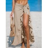 CUPSHE Women Sarong Coverups Chiffon Ruffle Self Tie Sarong Wraps Skirt Beach Sarongs for Swimwear(Brown)