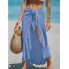 CUPSHE Women Sarong Coverups Chiffon Ruffle Self Tie Sarong Wraps Skirt Beach Sarongs for Swimwear(Foggy Blue)
