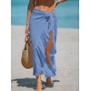 CUPSHE Women Sarong Coverups Chiffon Ruffle Self Tie Sarong Wraps Skirt Beach Sarongs for Swimwear(Foggy Blue)