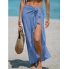 CUPSHE Women Sarong Coverups Chiffon Ruffle Self Tie Sarong Wraps Skirt Beach Sarongs for Swimwear(Foggy Blue)