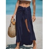 CUPSHE Women Sarong Coverups Chiffon Ruffle Self Tie Sarong Wraps Skirt Beach Sarongs for Swimwear(Navy)