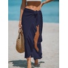 CUPSHE Women Sarong Coverups Chiffon Ruffle Self Tie Sarong Wraps Skirt Beach Sarongs for Swimwear(Navy)