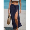 CUPSHE Women Sarong Coverups Chiffon Ruffle Self Tie Sarong Wraps Skirt Beach Sarongs for Swimwear(Navy)