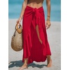 CUPSHE Women Sarong Coverups Chiffon Ruffle Self Tie Sarong Wraps Skirt Beach Sarongs for Swimwear(Red)