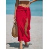 CUPSHE Women Sarong Coverups Chiffon Ruffle Self Tie Sarong Wraps Skirt Beach Sarongs for Swimwear(Red)