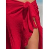 CUPSHE Women Sarong Coverups Chiffon Ruffle Self Tie Sarong Wraps Skirt Beach Sarongs for Swimwear(Red)