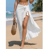 CUPSHE Women Sarong Coverups Chiffon Ruffle Self Tie Sarong Wraps Skirt Beach Sarongs for Swimwear(White)