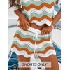 CUPSHE Women’s Cover Up Shorts Striped Drawstring Waist Knit Swimsuit Cover Up Summer Casual Beach Shorts(Orange-green Striped)