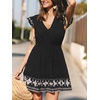 CUPSHE Women’s Summer Dresses Paisley Ruffle Sleeves V Neck Smocked Tiered Casual Mini Dress(Black)