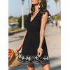 CUPSHE Women’s Summer Dresses Paisley Ruffle Sleeves V Neck Smocked Tiered Casual Mini Dress(Black)