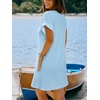 CUPSHE Womens Swimsuit Coverup Waffle Knit Short Sleeve V Neck Beach Cover Up Dresses for Swimwear(Blue)