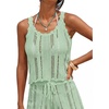 CUPSHE Women Crochet Coverup Tops Sleeveless Scalloped Cropped Beach Coverup Top(Green)