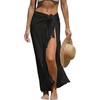 CUPSHE Women Sarong Coverups Chiffon Ruffle Self Tie Sarong Wraps Skirt Beach Sarongs for Swimwear(Black)