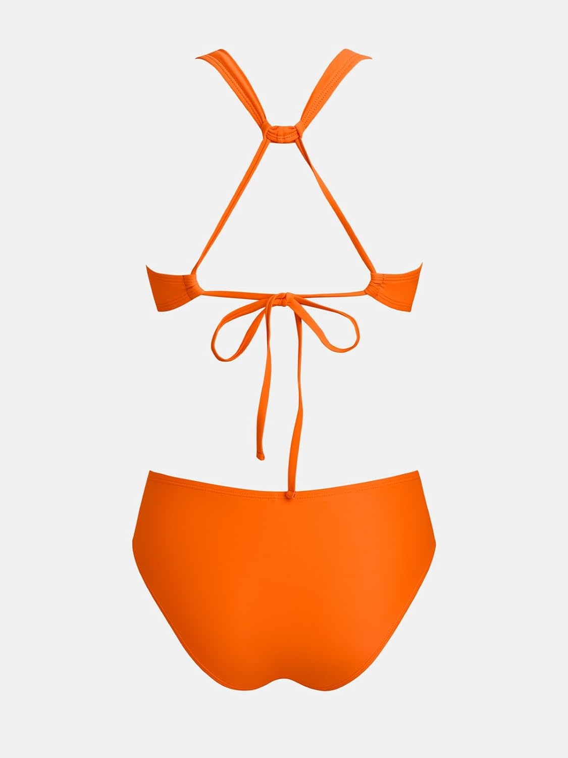 image:imageCUPSHE Two Piece Swimsuit for Women Bikini Set V Neck O Ring Halter Mid Rise Back Self Tie Bathing SuitsOrange