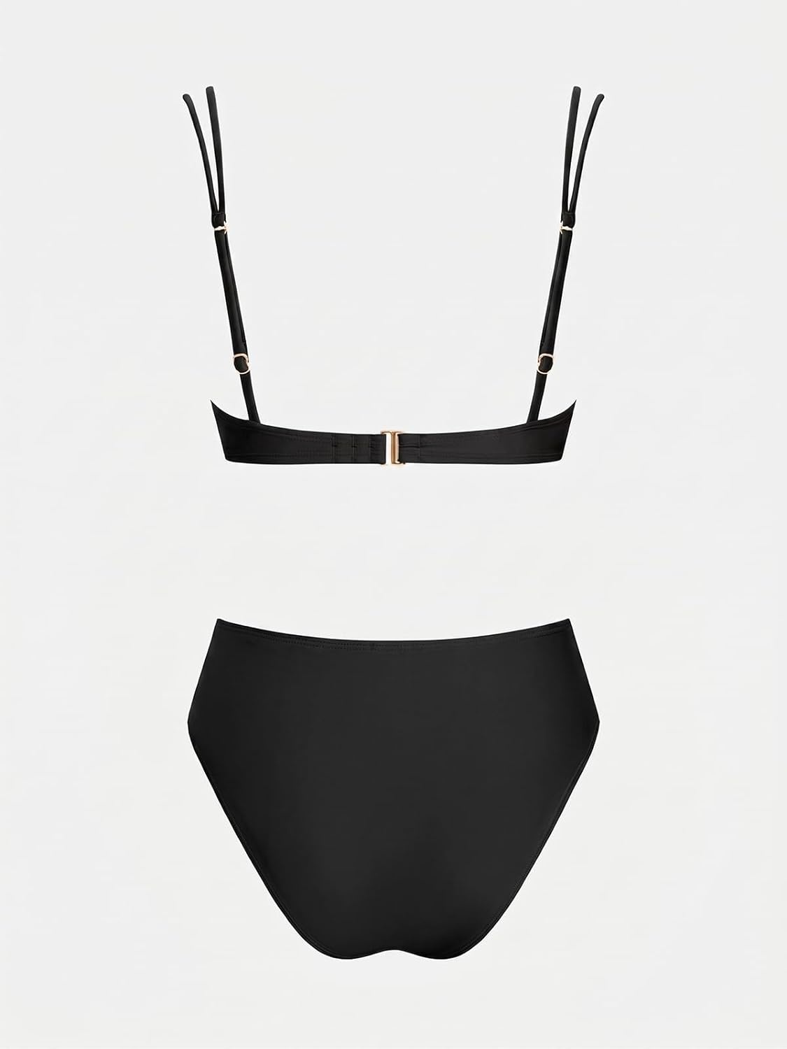 image:imageCUPSHE Womens Bikini Set High Waisted Two Piece Swimsuit Push Up Bathing Suit Back Hook Adjustable StrapsBlack