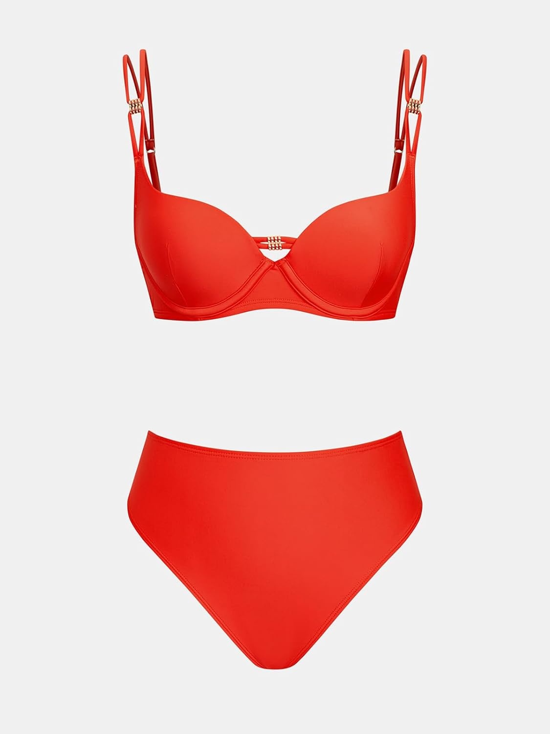 image:imageCUPSHE Womens Bikini Set High Waisted Two Piece Swimsuit Push Up Bathing Suit Back Hook Adjustable StrapsRed