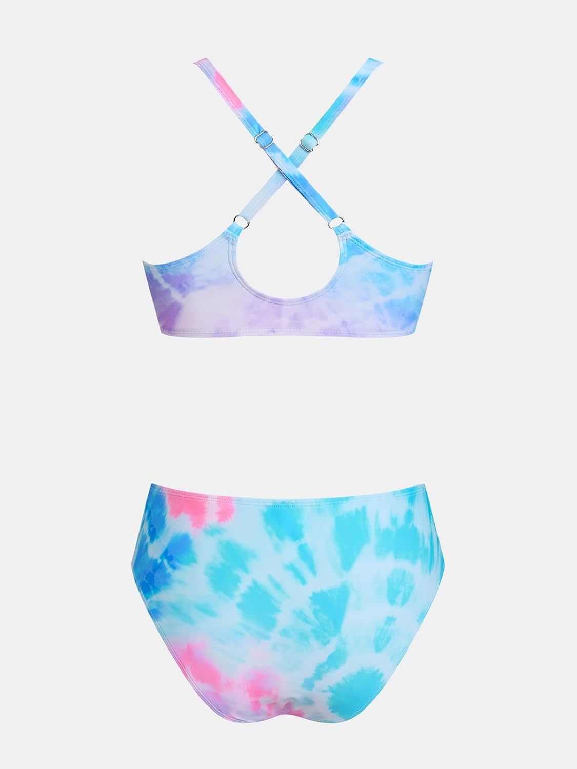 image:imageCUPSHE Womens Two Piece Bikini Set Floral Print Knot Bunny TieBluePurplePink