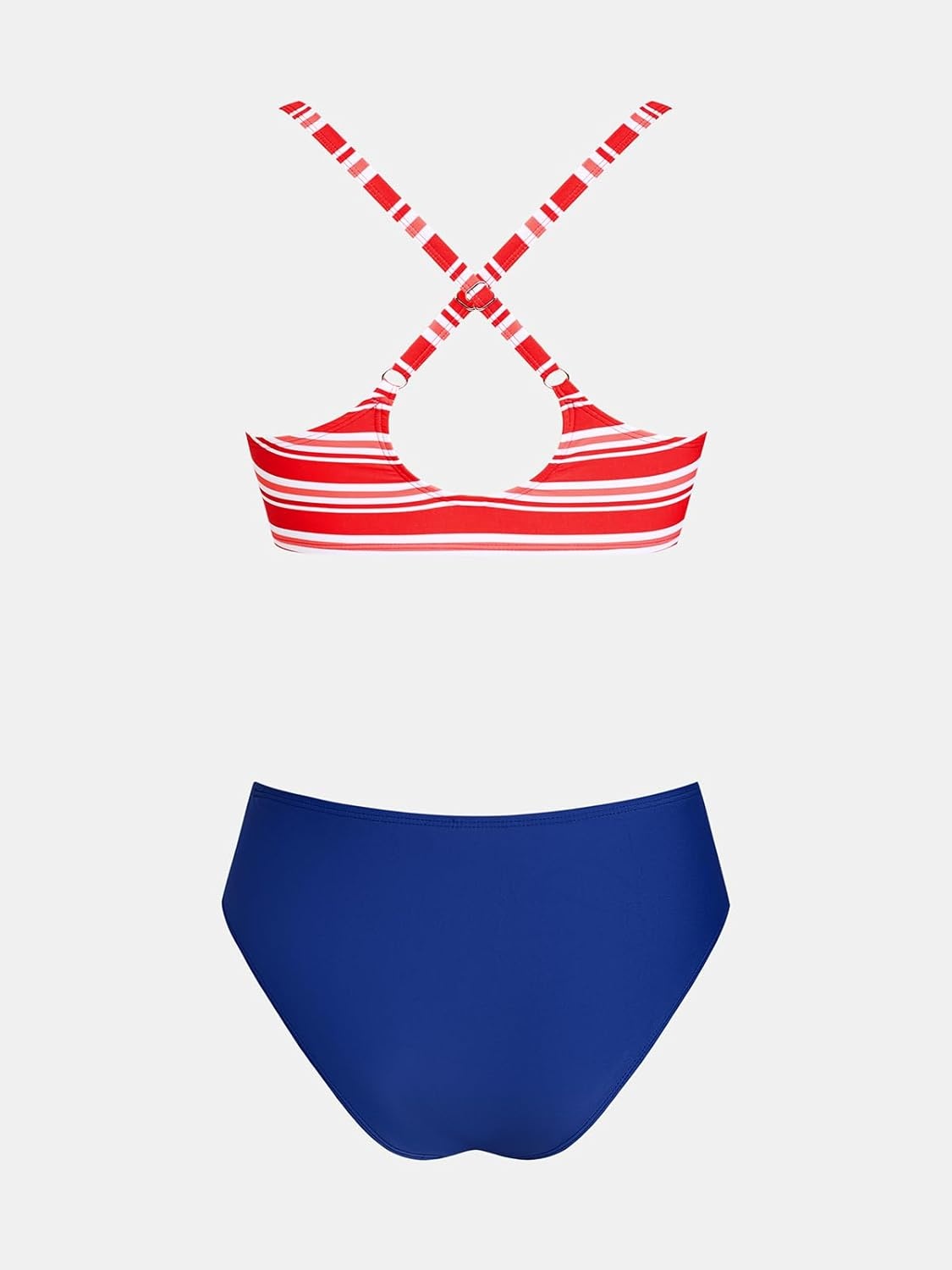 image:imageCUPSHE Womens Two Piece Bikini Set Floral Print Knot Bunny TieRedWhiteBlue