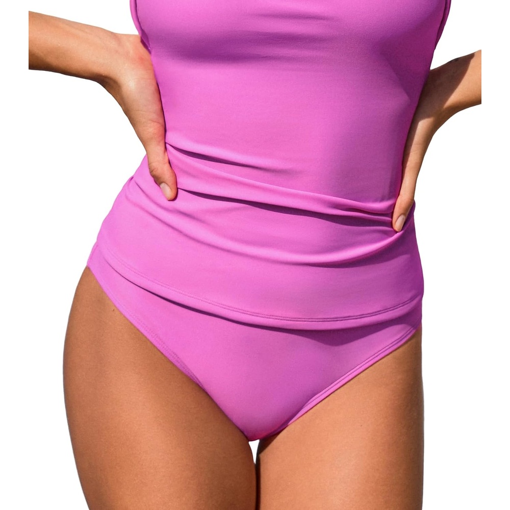 image:imageCUPSHE Womens Bikini Swimsuit Mid Rise Full Coverage Bikini Bottom OnlyOrchid Purple