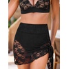 CUPSHE Bikini Set for Women Three Piece Swimsuit V Neck Lace Up Back Self Tie Skirt with Sarong Cover Up(Black)