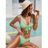 CUPSHE Bikini Sets for Women Two Piece Swimsuit Cute Ruffled Bathing Suit Wide Straps Low Rise High Cut Cheeky Bottom(Green/Striped)