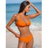 CUPSHE Two Piece Swimsuit for Women Bikini Set V Neck O Ring Halter Mid Rise Back Self Tie Bathing Suits(Orange)