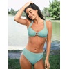 CUPSHE Two Piece Swimsuit for Women Bikini Set V Neck O Ring Halter Mid Rise Back Self Tie Bathing Suits(Turquoise Blue/Dotted)