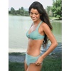 CUPSHE Two Piece Swimsuit for Women Bikini Set V Neck O Ring Halter Mid Rise Back Self Tie Bathing Suits(Turquoise Blue/Dotted)