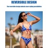 CUPSHE Two Piece Swimsuit for Women Triangle Bikini Set V Neck Halter Reversible Mid Rise Cheeky Suits(Blue/Red White)