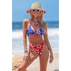 CUPSHE Two Piece Swimsuit for Women Triangle Bikini Set V Neck Halter Reversible Mid Rise Cheeky Suits(Blue/Red White)