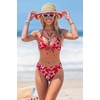 CUPSHE Two Piece Swimsuit for Women Triangle Bikini Set V Neck Halter Reversible Mid Rise Cheeky Suits(Blue/Red White)