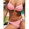 CUPSHE Two Piece Swimsuit for Women V Neck Halter Cheeky Bikini Set Low Rise Back Self Tie Swimwear(Light Pink)
