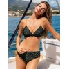 CUPSHE Two Piece Swimsuit for Women V Neck Triangle Bikini Set Leopard Side Straps Tummy Control Suit(Dark Green)