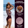 CUPSHE Women’s Bikini Set High Waisted Tummy Control Swimsuit Modest Full Coverage Bathing Suit Crisscross Self Tie(Purple Red)
