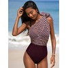 CUPSHE Women’s Bikini Set High Waisted Tummy Control Swimsuit Modest Full Coverage Bathing Suit Crisscross Self Tie(Purple Red)