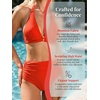 CUPSHE Women’s Bikini Set High Waisted Tummy Control Two Piece Swimsuit Halter Full Coverage Bathing Suit Self Tie(Red)