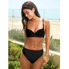 CUPSHE Women’s Bikini Set High Waisted Two Piece Swimsuit Push Up Bathing Suit Back Hook Adjustable Straps(Black)