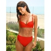 CUPSHE Women’s Bikini Set High Waisted Two Piece Swimsuit Push Up Bathing Suit Back Hook Adjustable Straps(Red)