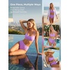 CUPSHE Women’s Bikini Set High Waisted Two Piece Swimsuit Scoop Neck Crisscross Back Self Tie Bathing Suit Modest(Purple)