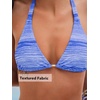 CUPSHE Women’s Bikini Set Two Piece Swimsuit Sexy Mid Rise Bathing Suit Halter Back Self Tie Cheeky Bottom Textured(Blue/Striped)