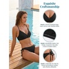 CUPSHE Women’s Bikini Set Two Piece Swimsuit V Neck Scalloped Bathing Suit Crisscross Back Self Tie Mid Rise Cutouts(Black)