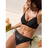 CUPSHE Women’s Bikini Set Two Piece Swimsuit V Neck Scalloped Bathing Suit Crisscross Back Self Tie Mid Rise Cutouts(Black)