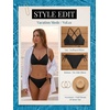 CUPSHE Women’s Bikini Set Two Piece Swimsuit V Neck Scalloped Bathing Suit Crisscross Back Self Tie Mid Rise Cutouts(Black)