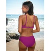 CUPSHE Women’s Bikini Set Underwire Push Up Two Piece Swimsuit Front Knot Tie Bathing Suit Back Hook Ruched Side(Purple Red)
