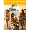 CUPSHE Women’s Bikini Set Underwire Push Up Two Piece Swimsuit Front Knot Tie Bathing Suit Back Hook Ruched Side(Yellow)