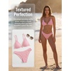 CUPSHE Women’s Bikini Set V Neck Two Piece Swimsuit Textured Crossback Self Tie Bathing Suit(Pink)