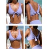 CUPSHE Women’s Bikini Sets Two Piece Swimsuit High Waisted Bathing Suit V Neck Convertible Top Color Block Textured(Lavender Purple)