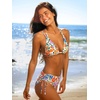 CUPSHE Women’s Bikini Sets Two Piece Swimsuit Mid Rise Bathing Suit Triangle Crossback Tie Drawstring Beading(Orange/Purple/Floral)